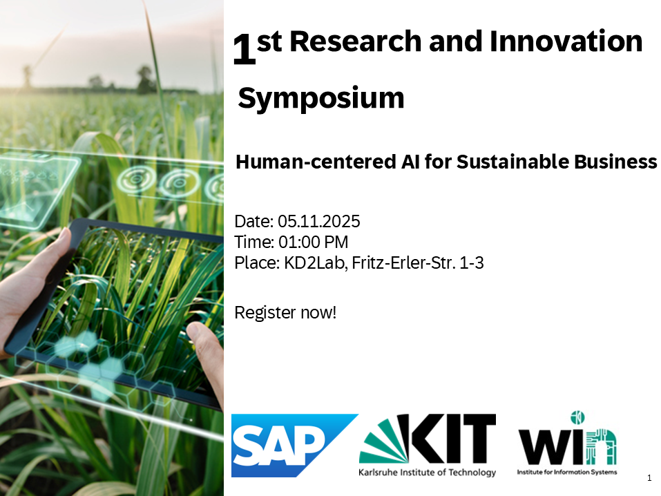 1st SAP-KIT Research and Innovation Symposium "Human-centered AI for Sustainable Business" at KD2Lab
